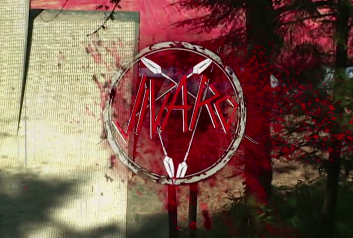 Logo do vídeo "Jivaro — Sin Duda Vol 1.", inspirado no Slayer