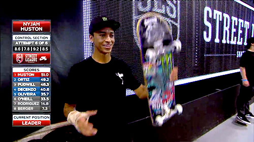 Nyjah Huston ignora estatísticas e vence Street League novamente (Reprodução)