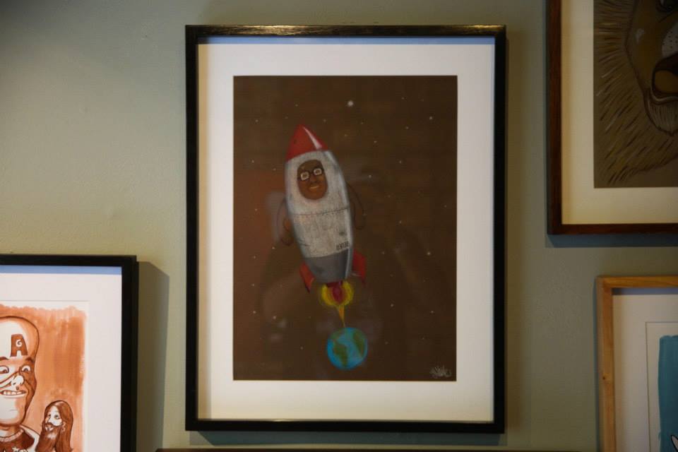 “O Homem Foguete” Lápis de cor sobre papel Canson Mi Teintes 160 g/m2 34 x 56,5 cm (Divulgação/Henrique Madeira)