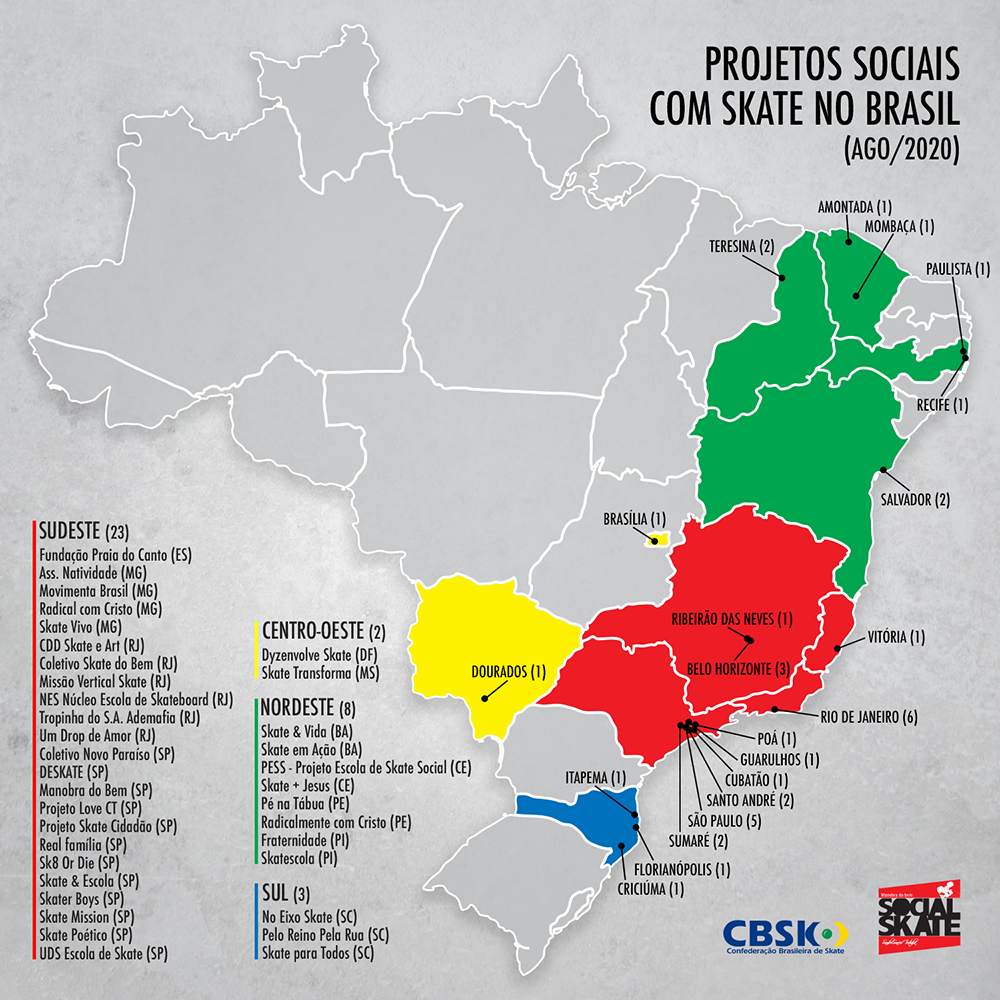 CBSk e ONG Social Skate mapeiam projetos sociais com skate no Brasil